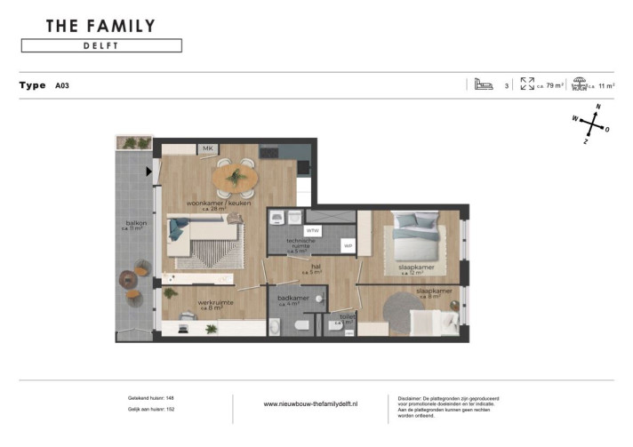 Appartement in Delft met 4 kamers